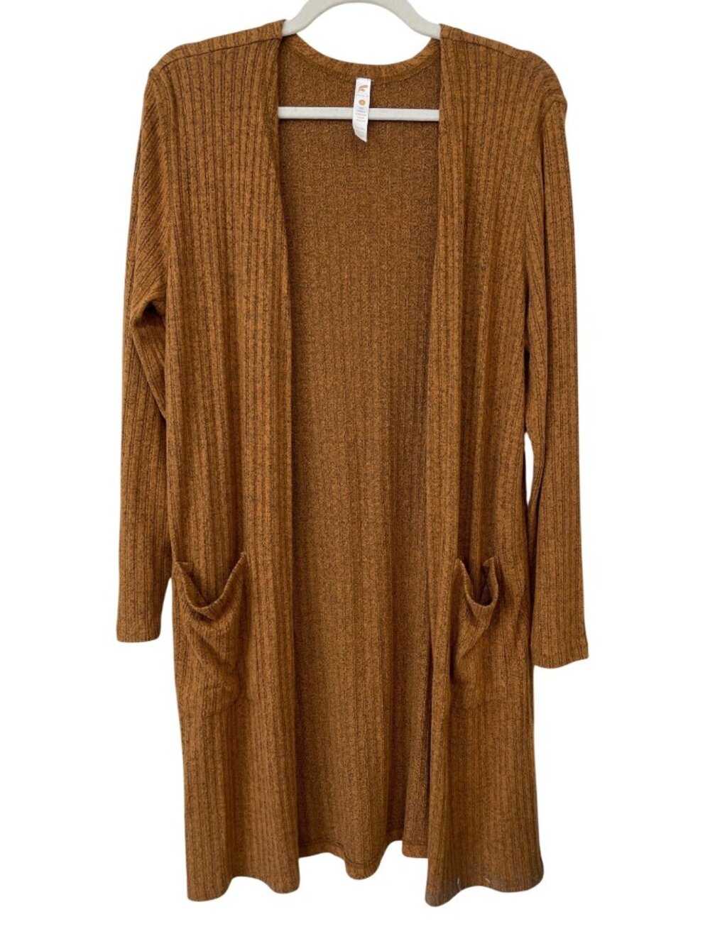 Fornia Cardigan Duster Medium Ribbed Long Sleeve Sweater Burnt Orange Cozy Knit